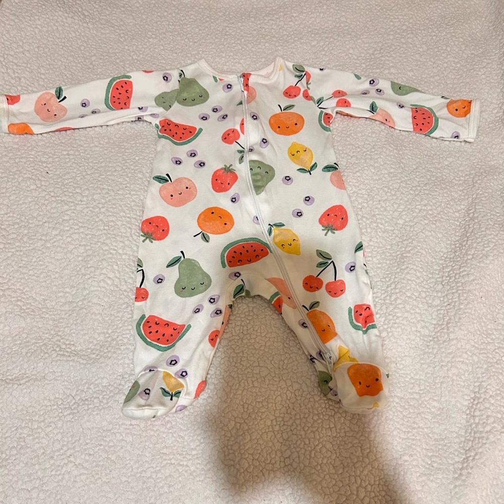 Wonder Nation Fruit Print Kids Pajamas - White, Red, Green, Orange